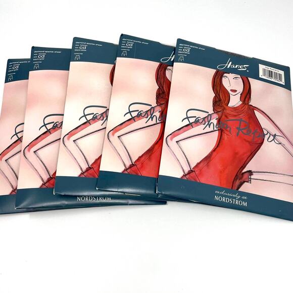 00s HANES FASHION REPORT Vintage Diamond Sparkle Sheer Hosiery - Picture 1 of 8